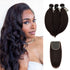Maganda Rain Luxury Kinky Straight 100 % unbehandeltes Echthaar, 3 Bündel mit 4x4-Verschluss